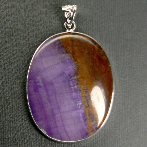 BIG Chalcedony Sterling SILVER Oval Pendant 2.25" - Picture 1 of 3